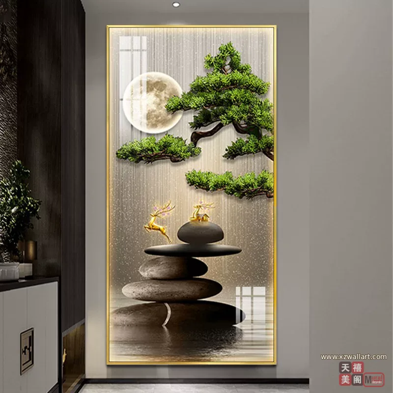 抽象 单幅 装饰画 轻奢风 玄关背景墙挂画 晶瓷画