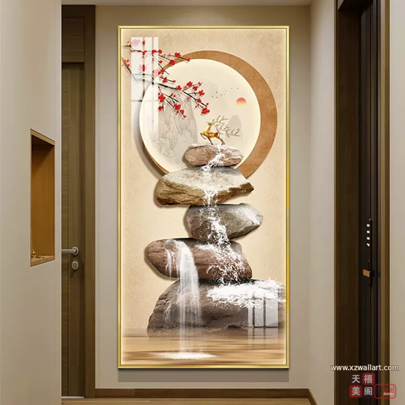 抽象 单幅 装饰画 轻奢风 玄关背景墙挂画 晶瓷画