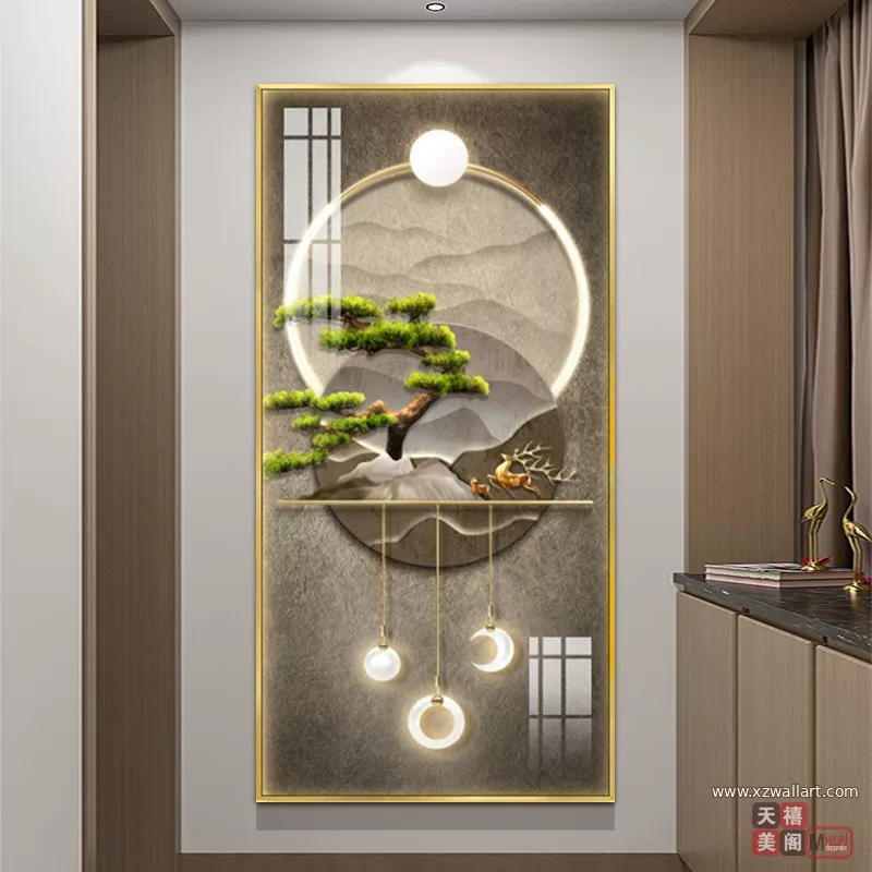 抽象 单幅 装饰画 新中式 玄关背景墙挂画 晶瓷画