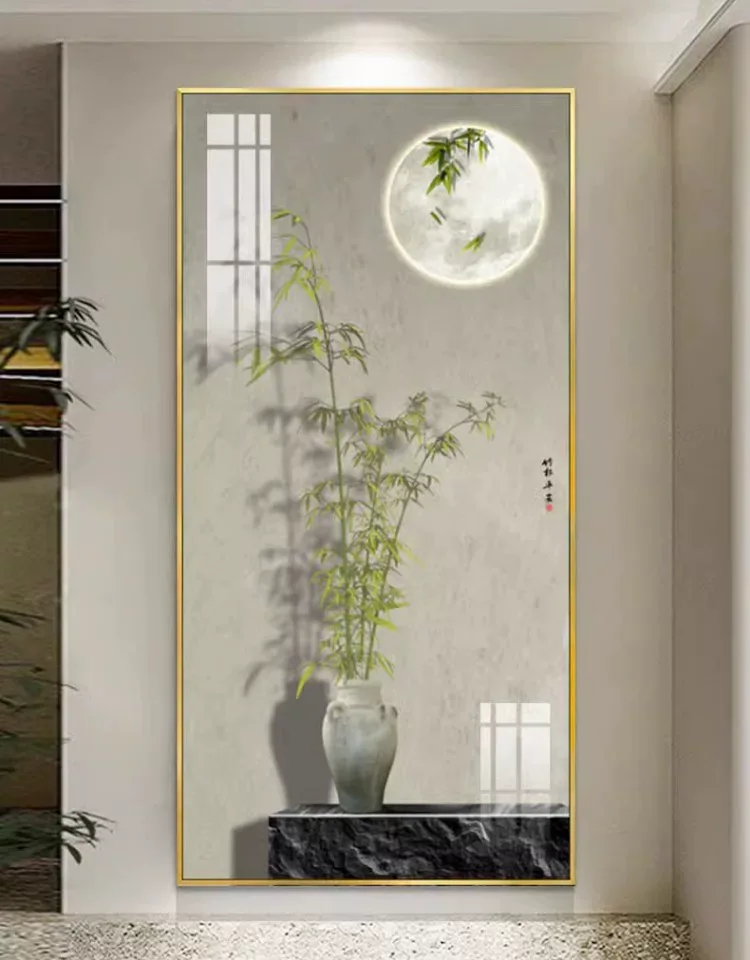 竹 单幅 装饰画 新中式 玄关背景墙挂画 晶瓷画