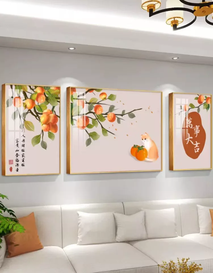 抽象 三联 装饰画 新中式 客厅背景墙挂画 晶瓷画