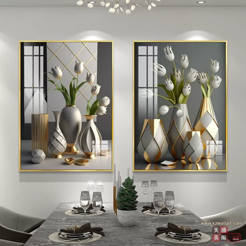 抽象 单幅 装饰画 奶油风 餐厅背景墙挂画 晶瓷画