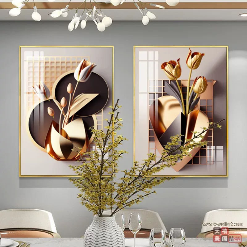 抽象 单幅 装饰画 奶油风 餐厅背景墙挂画 晶瓷画