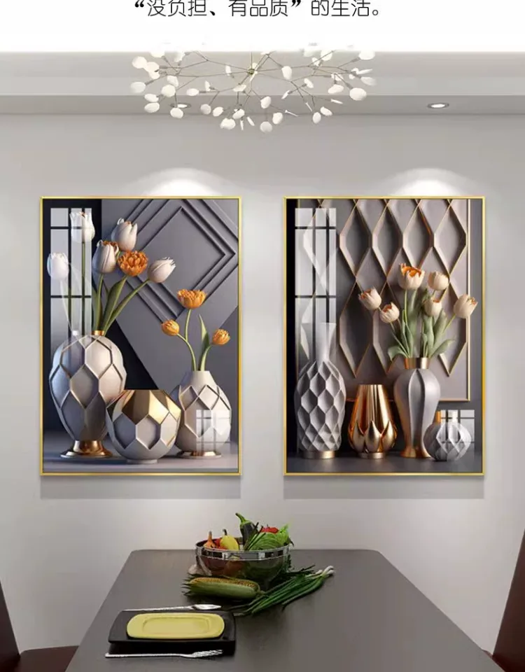 抽象 单幅 装饰画 奶油风 餐厅背景墙挂画 晶瓷画