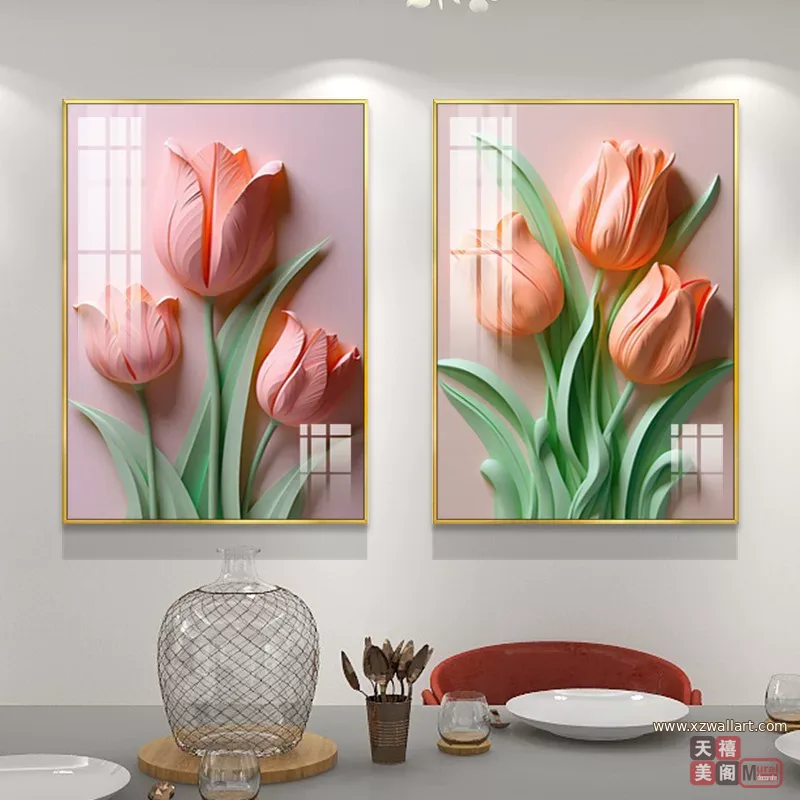抽象 单幅 装饰画 奶油风 餐厅背景墙挂画 晶瓷画