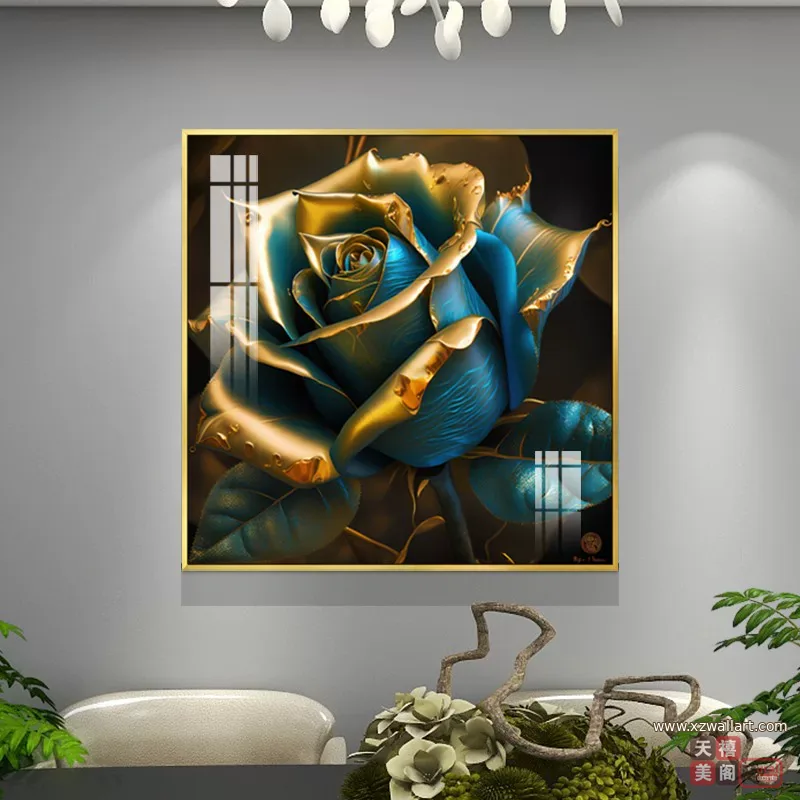 花 单幅 装饰画 轻奢风 餐厅背景墙挂画 晶瓷画