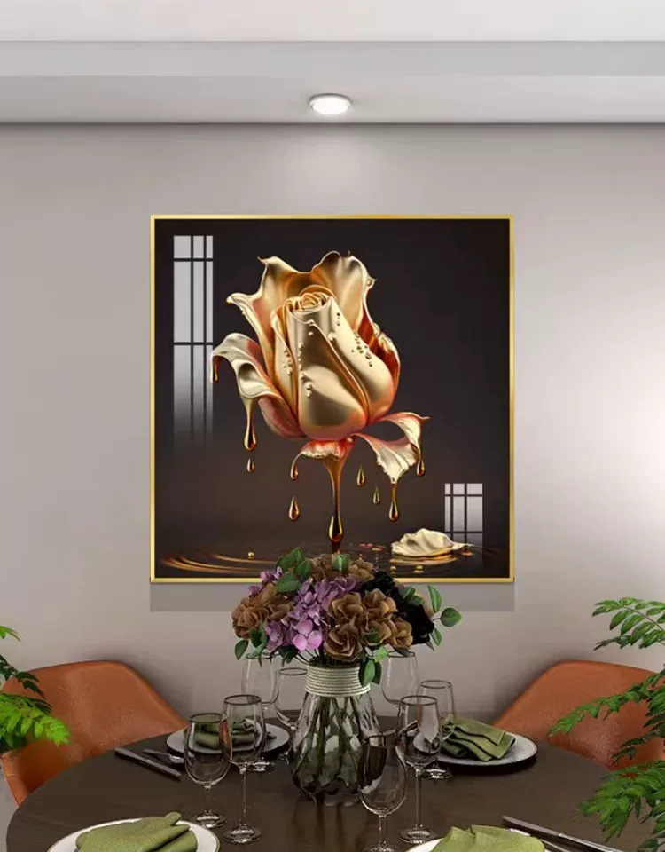 花 单幅 装饰画 轻奢风 餐厅背景墙挂画 晶瓷画
