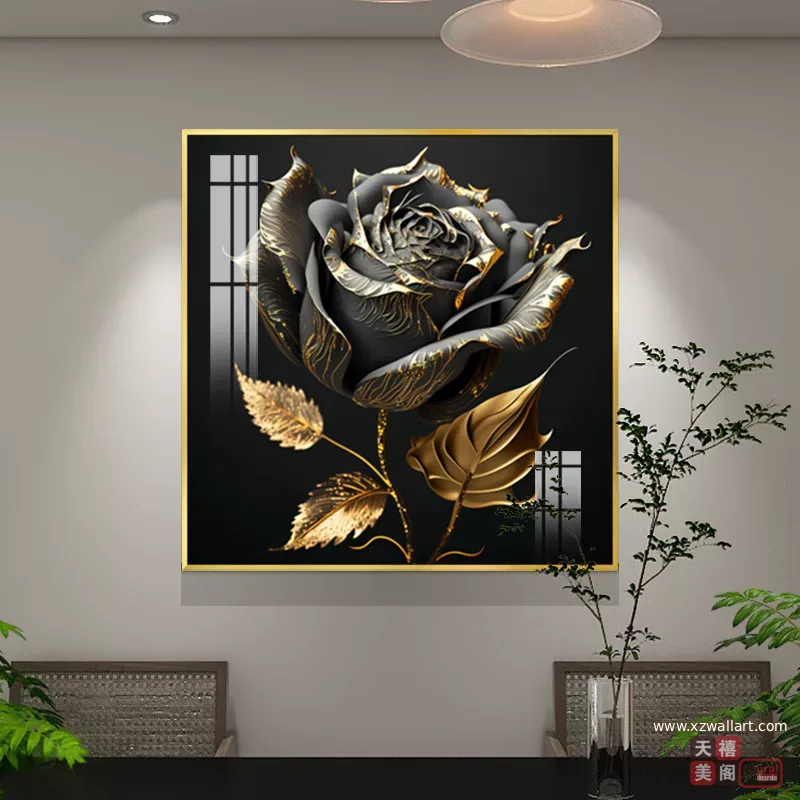 花 单幅 装饰画 轻奢风 餐厅背景墙挂画 晶瓷画
