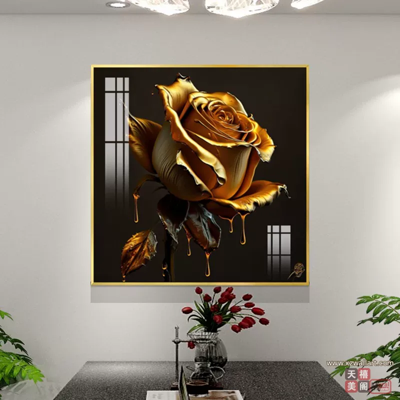 花 单幅 装饰画 轻奢风 餐厅背景墙挂画 晶瓷画