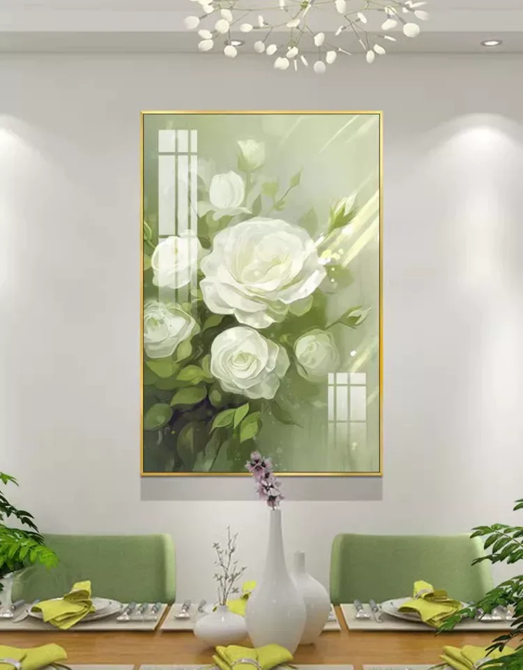 花 单幅 装饰画 美式 餐厅背景墙挂画 晶瓷画