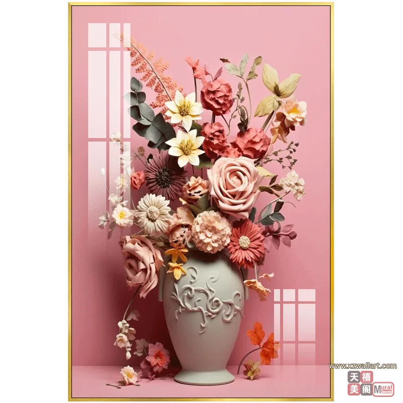 花 单幅 装饰画 美式 餐厅背景墙挂画 晶瓷画