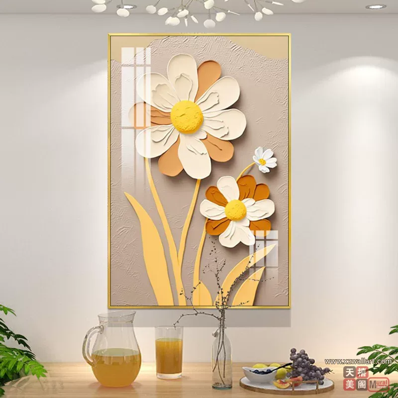 抽象 单幅 装饰画 轻奢风 餐厅背景墙挂画 晶瓷画