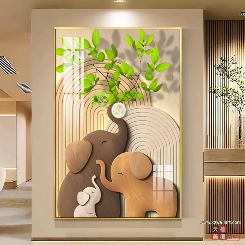 抽象 单幅 装饰画 奶油风 玄关背景墙挂画 晶瓷画