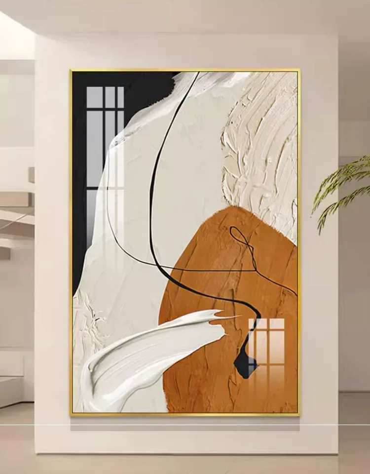 抽象 单幅 装饰画 奶油风 玄关背景墙挂画 晶瓷画