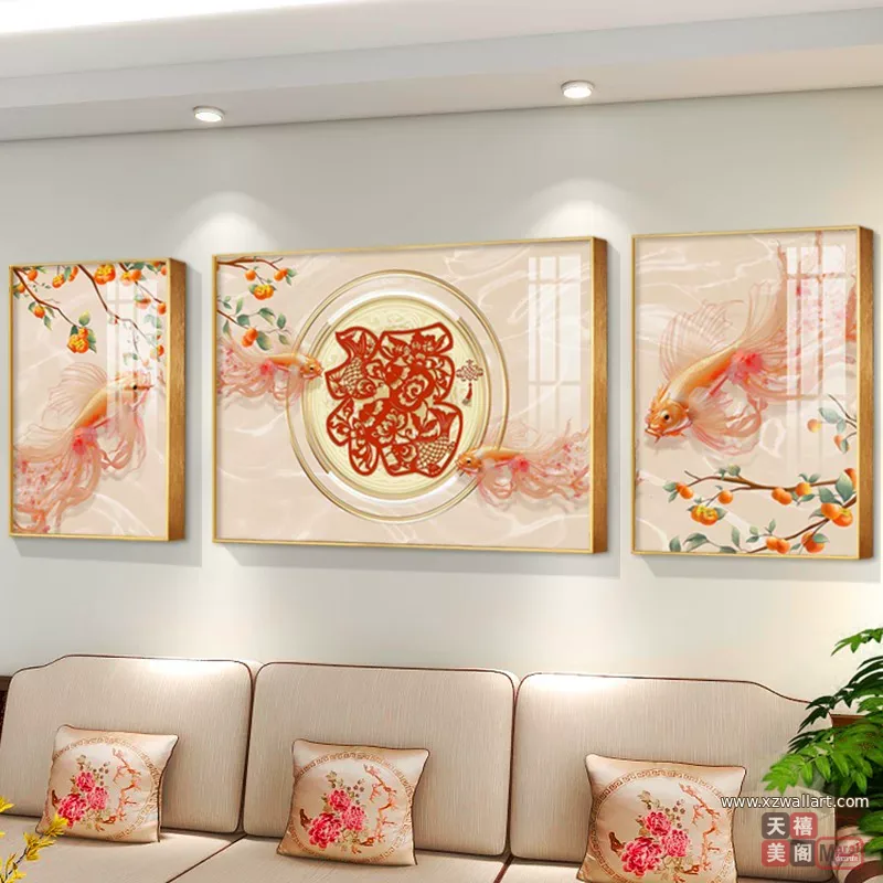 抽象 三联 装饰画 现代简约 客厅背景墙挂画 晶瓷画