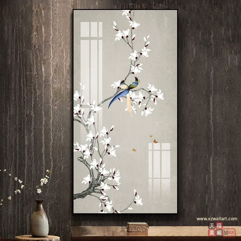 花 单幅 装饰画 新中式 玄关背景墙挂画 晶瓷画