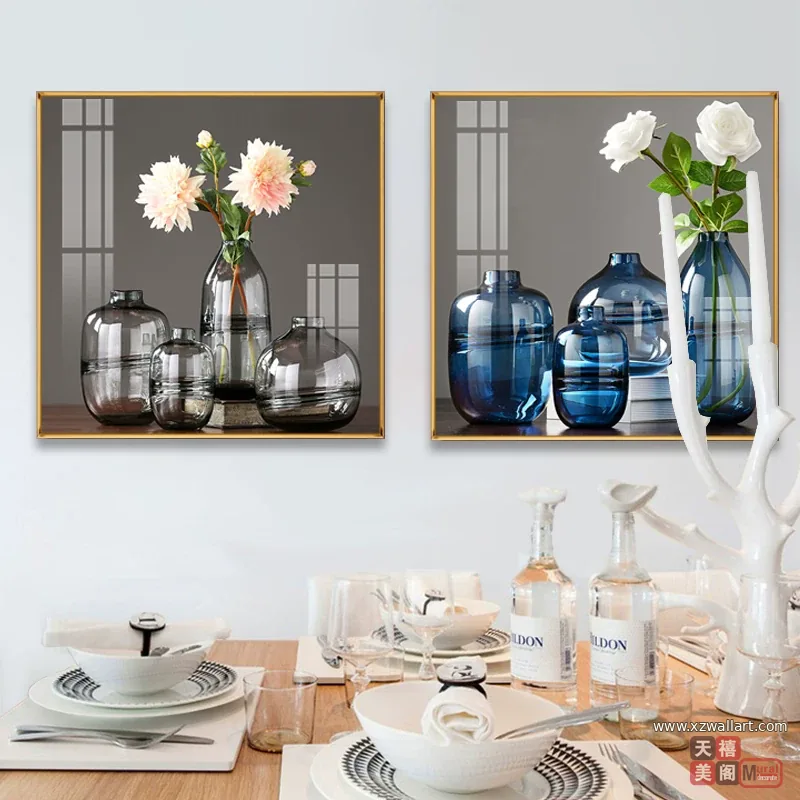 抽象 单幅 装饰画 轻奢风 餐厅背景墙挂画 晶瓷画