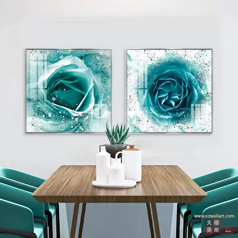 抽象 单幅 装饰画 轻奢风 餐厅背景墙挂画 晶瓷画