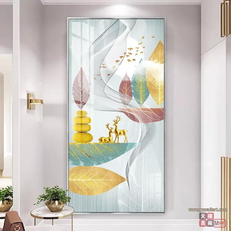 抽象 单幅 装饰画 轻奢风 玄关背景墙挂画 晶瓷画