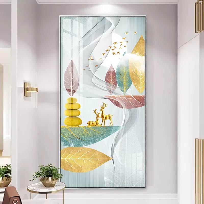 抽象 单幅 装饰画 轻奢风 玄关背景墙挂画 晶瓷画