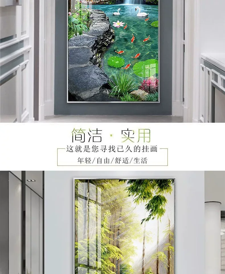 抽象 单幅 装饰画 轻奢风 玄关背景墙挂画 晶瓷画