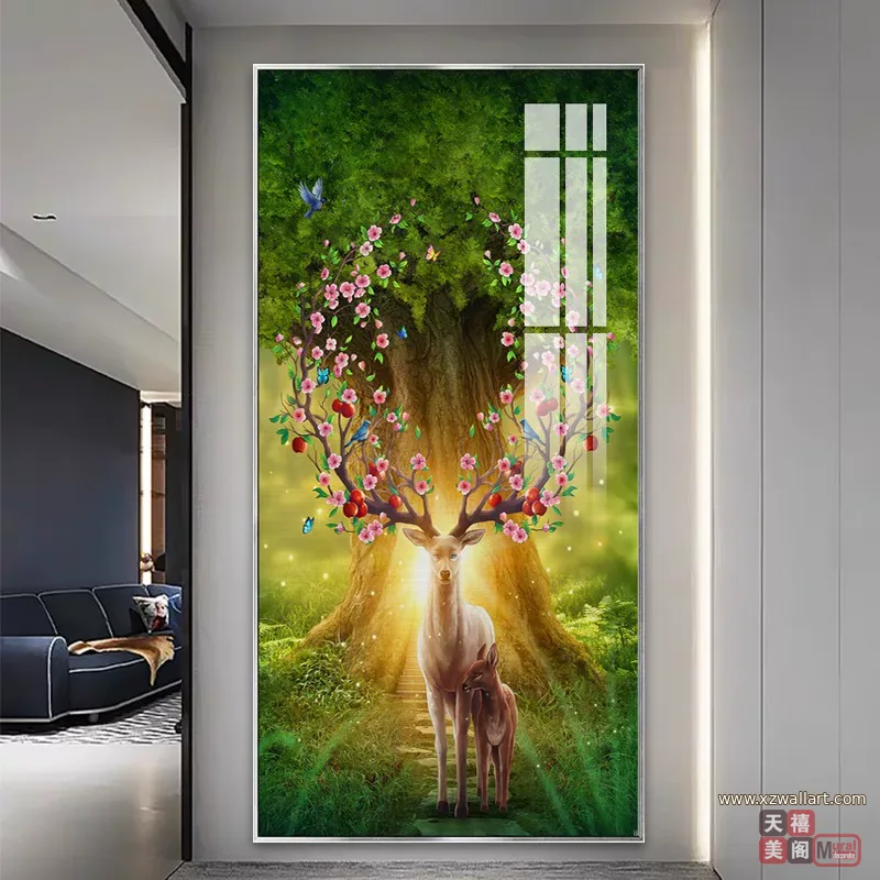 抽象 单幅 装饰画 轻奢风 玄关背景墙挂画 晶瓷画
