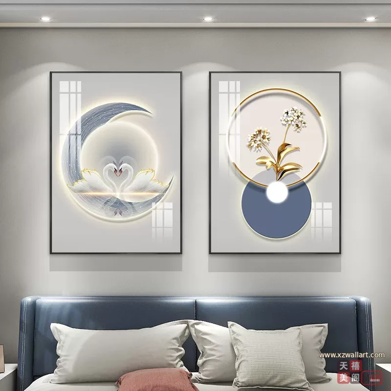 抽象 单幅 装饰画 轻奢风 餐厅背景墙挂画 晶瓷画