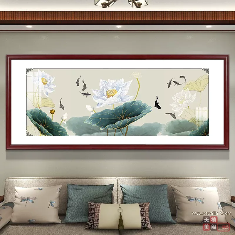 抽象 单幅 装饰画 新中式 客厅背景墙挂画 晶瓷画