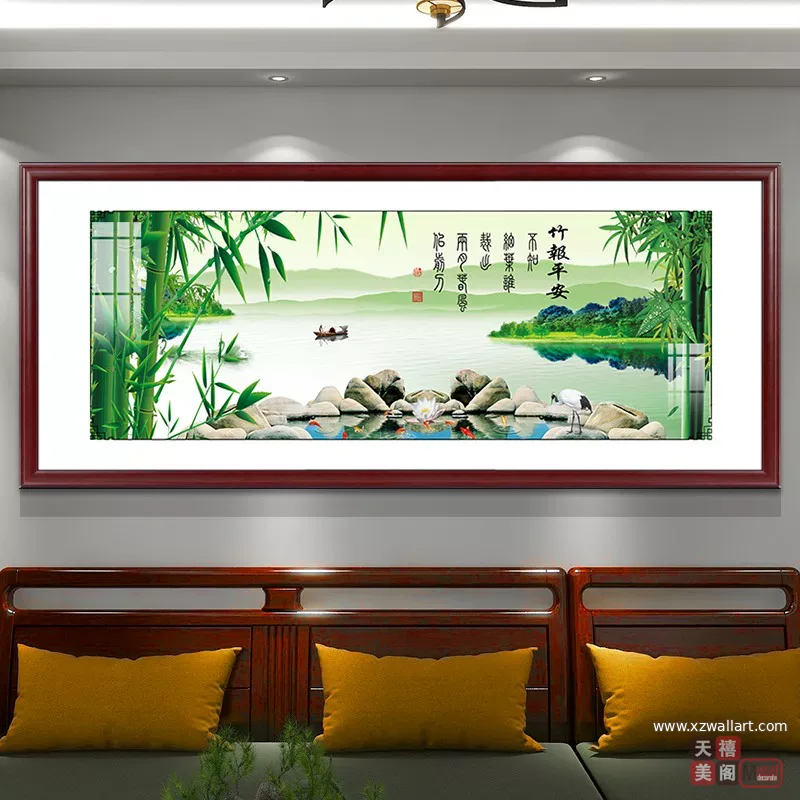 抽象 单幅 装饰画 新中式 客厅背景墙挂画 晶瓷画