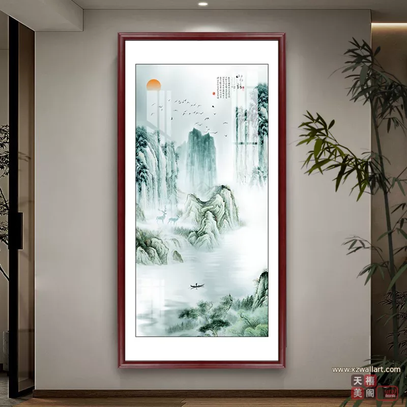 山水 单幅 装饰画 新中式 玄关背景墙挂画 晶瓷画