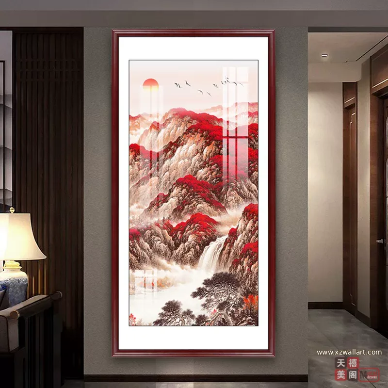 山水 单幅 装饰画 新中式 玄关背景墙挂画 晶瓷画