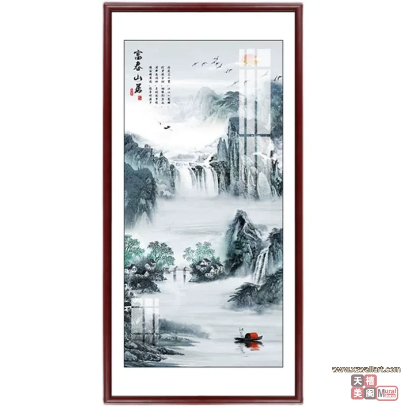 山水 单幅 装饰画 新中式 玄关背景墙挂画 晶瓷画