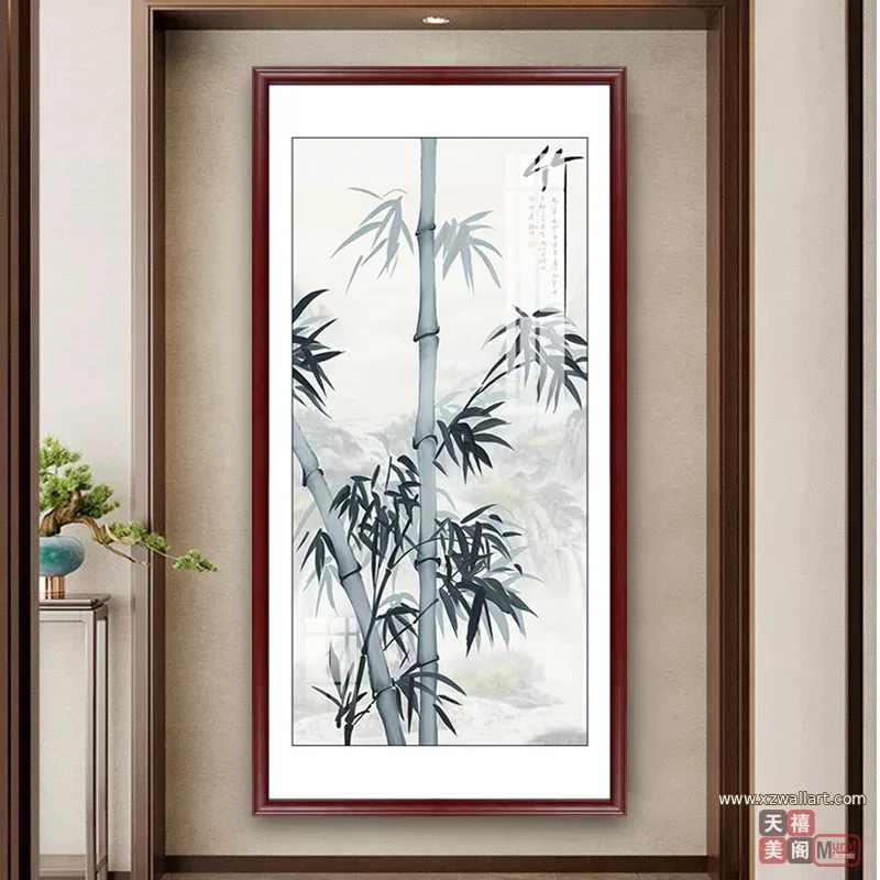 竹 单幅 装饰画 新中式 玄关背景墙挂画 晶瓷画