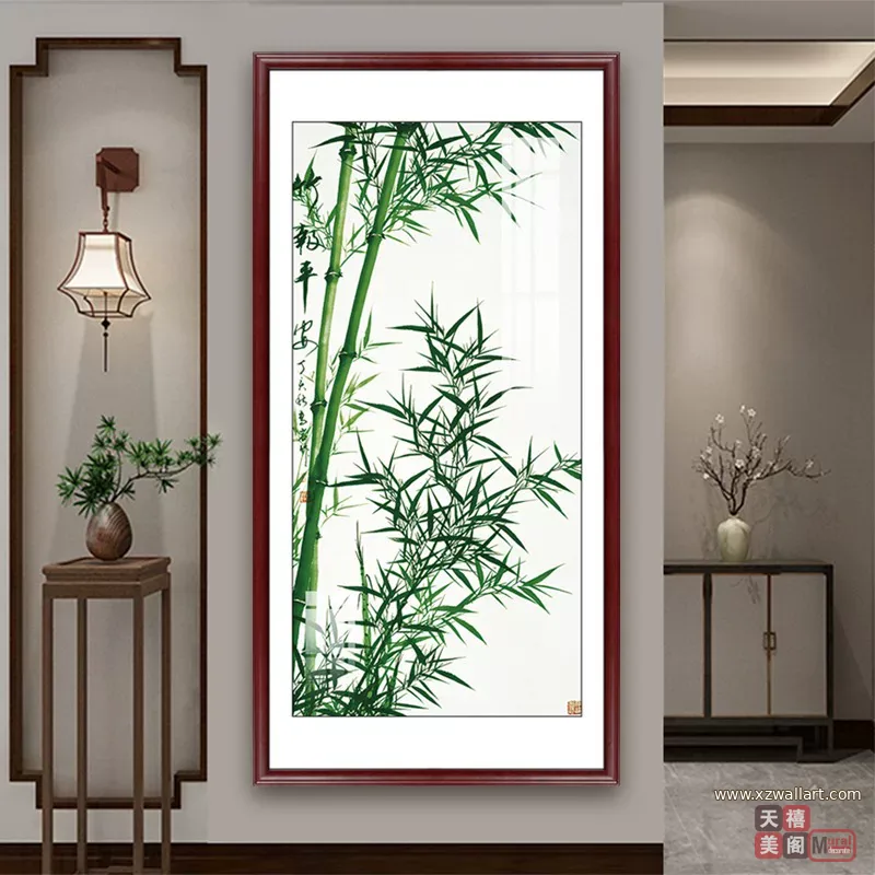 竹 单幅 装饰画 新中式 玄关背景墙挂画 晶瓷画