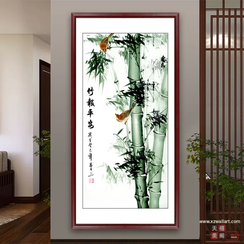 竹 单幅 装饰画 新中式 玄关背景墙挂画 晶瓷画