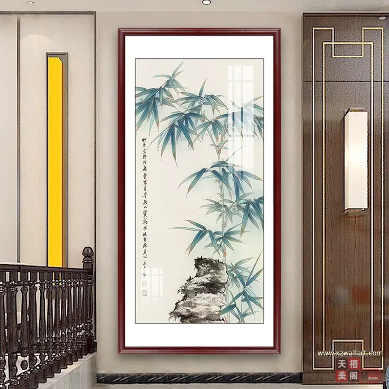 竹 单幅 装饰画 新中式 玄关背景墙挂画 晶瓷画