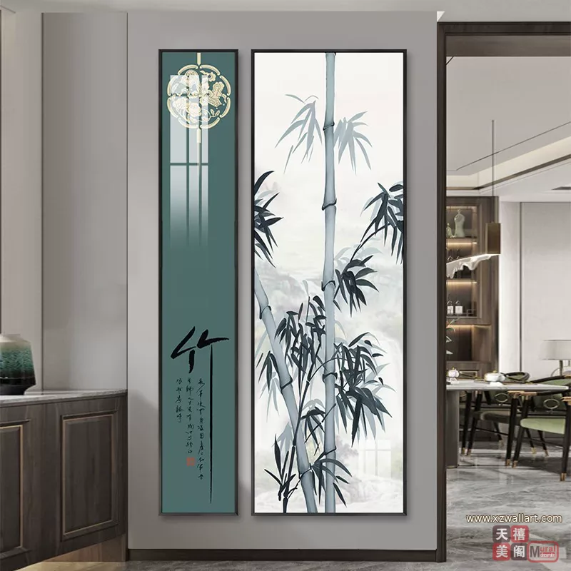 抽象 两联 装饰画 新中式 玄关背景墙挂画 晶瓷画
