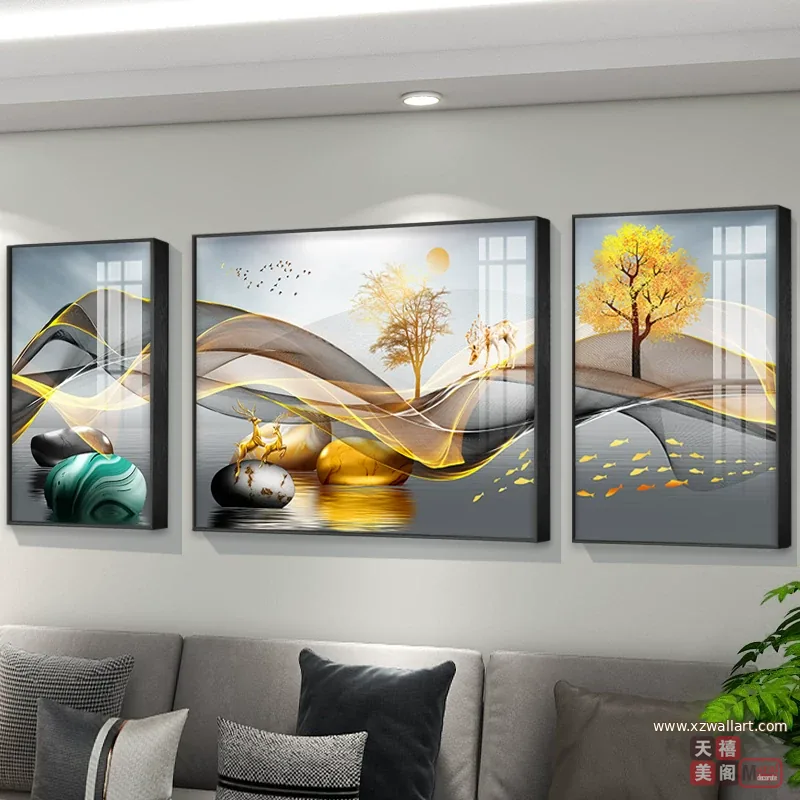 抽象 单幅 装饰画 北欧风 客厅背景墙挂画 晶瓷画