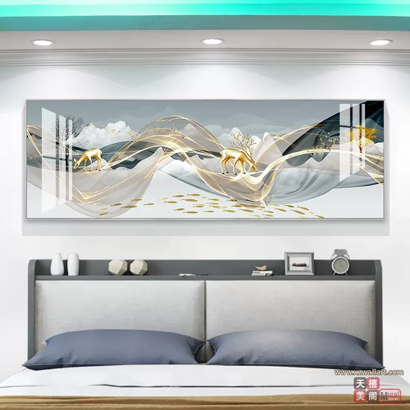 抽象 单幅 装饰画 轻奢风 客厅背景墙挂画 晶瓷画