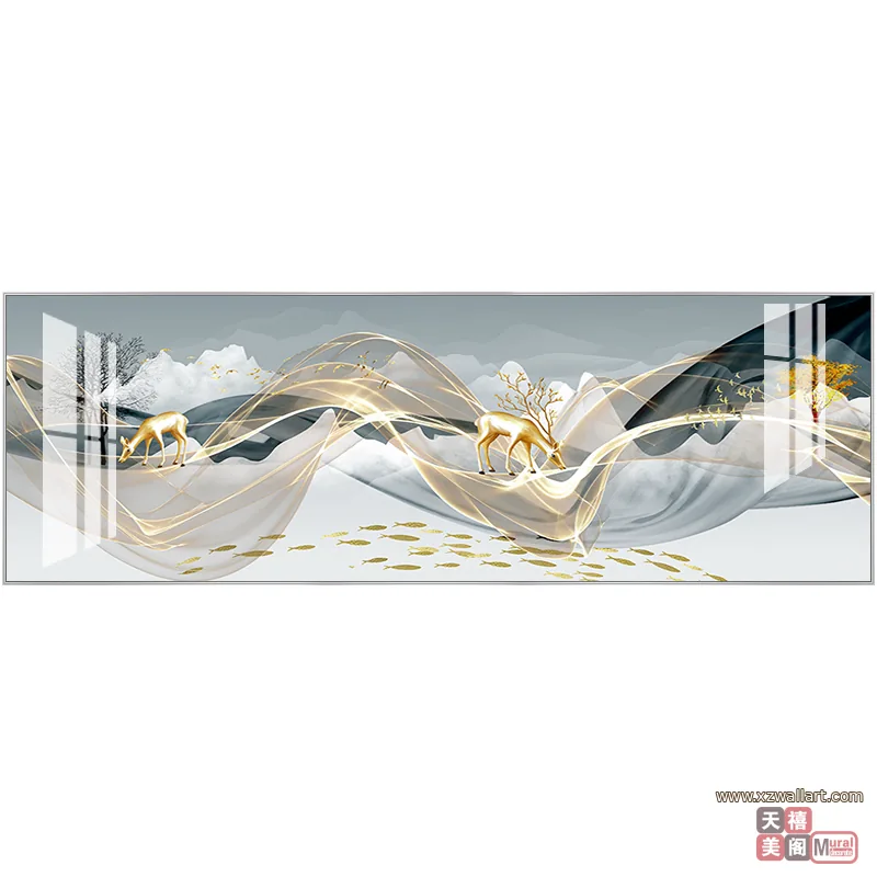 抽象 单幅 装饰画 轻奢风 客厅背景墙挂画 晶瓷画