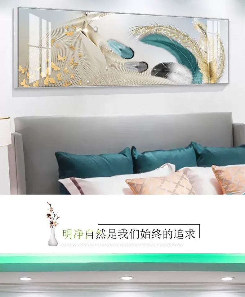 羽毛 单幅 装饰画 北欧风 客厅背景墙挂画 晶瓷画