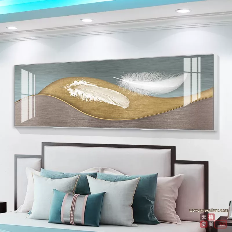羽毛 单幅 装饰画 北欧风 客厅背景墙挂画 晶瓷画