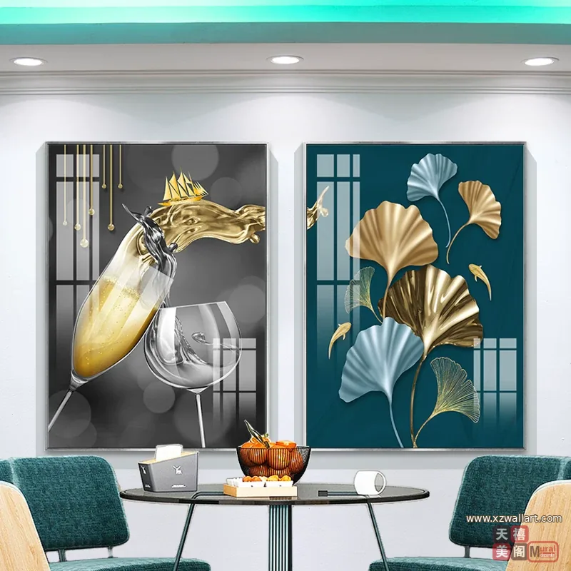 抽象 单幅 装饰画 北欧风 餐厅背景墙挂画 晶瓷画