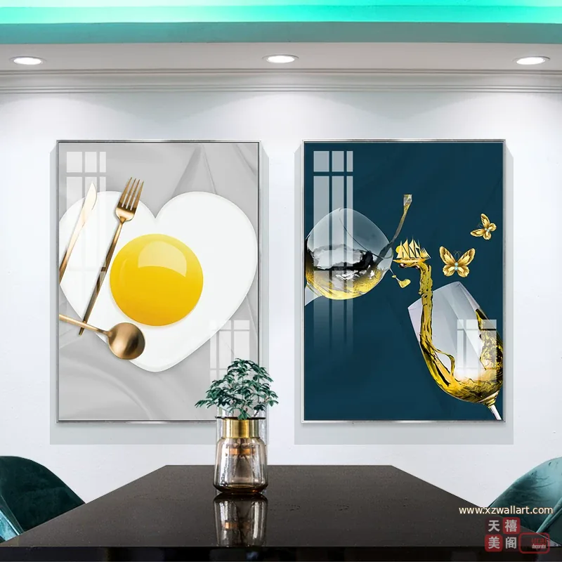 抽象 单幅 装饰画 北欧风 餐厅背景墙挂画 晶瓷画