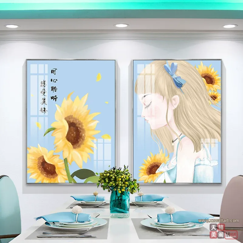 抽象 单幅 装饰画 北欧风 餐厅背景墙挂画 晶瓷画