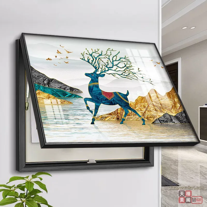 抽象 单幅 装饰画 轻奢风 餐厅背景墙挂画 晶瓷画
