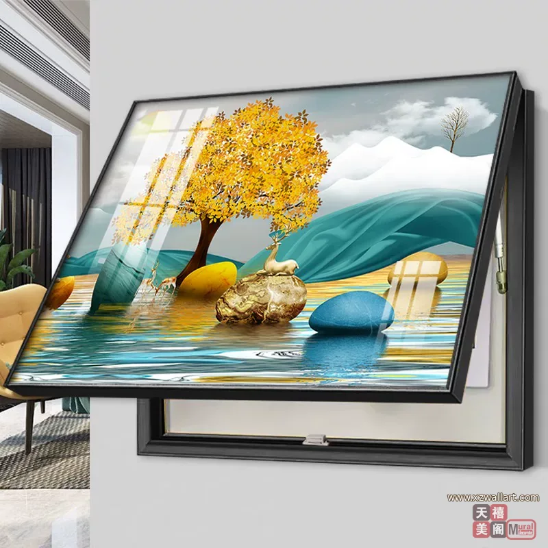 抽象 单幅 装饰画 轻奢风 餐厅背景墙挂画 晶瓷画