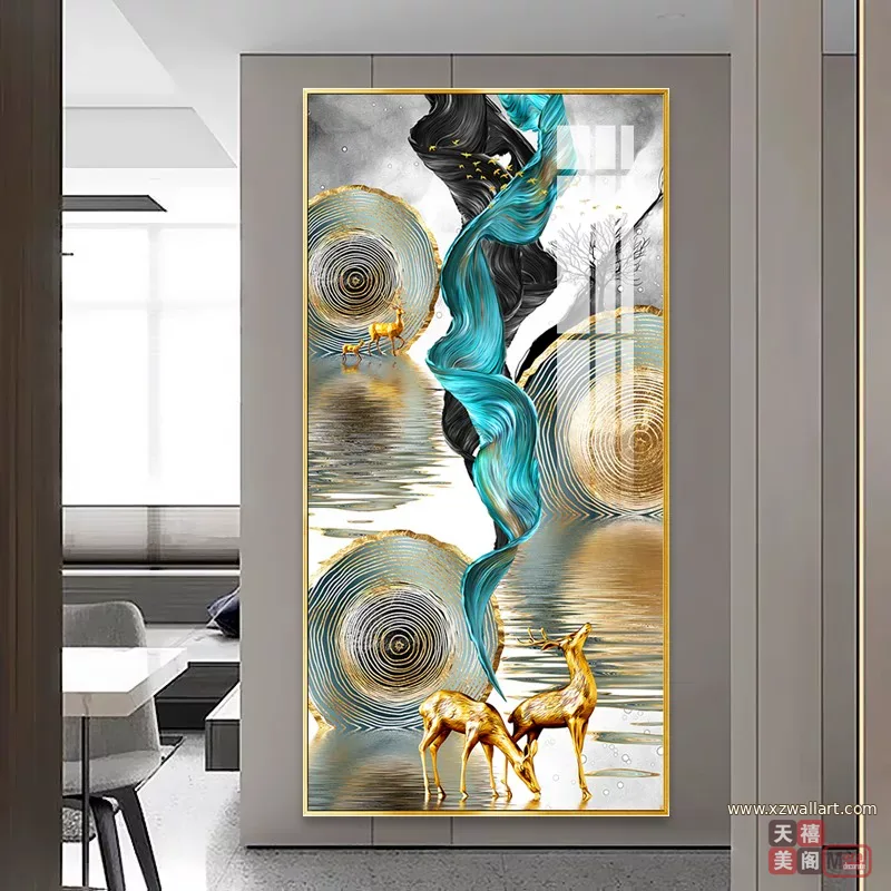 抽象 单幅 装饰画 轻奢风 玄关背景墙挂画 晶瓷画