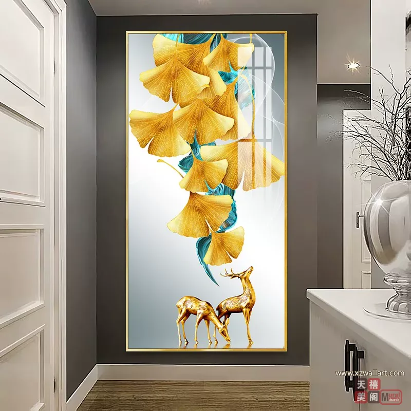 抽象 单幅 装饰画 轻奢风 玄关背景墙挂画 晶瓷画