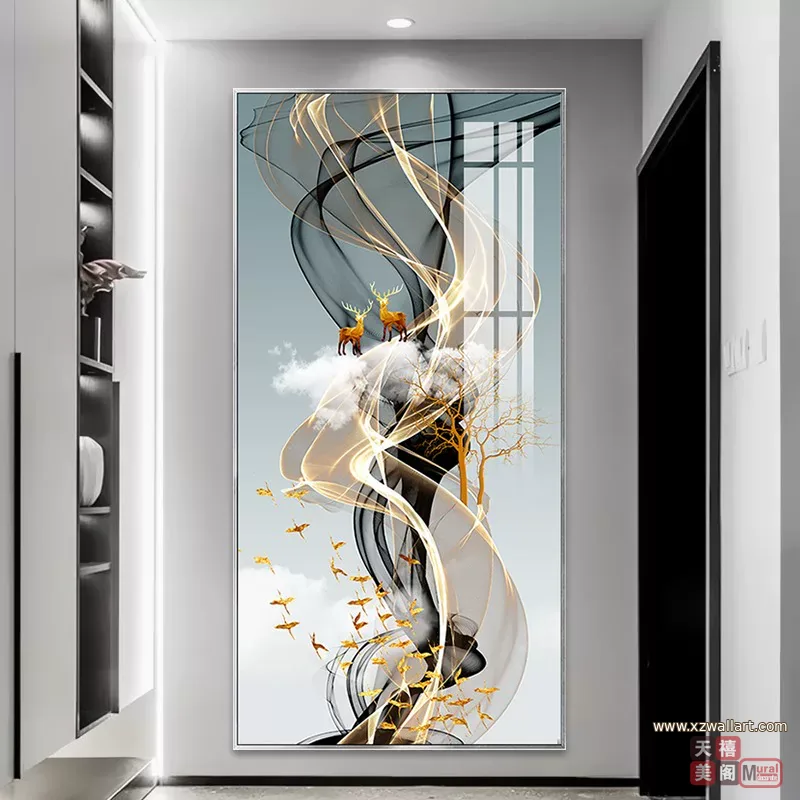抽象 单幅 装饰画 轻奢风 玄关背景墙挂画 晶瓷画
